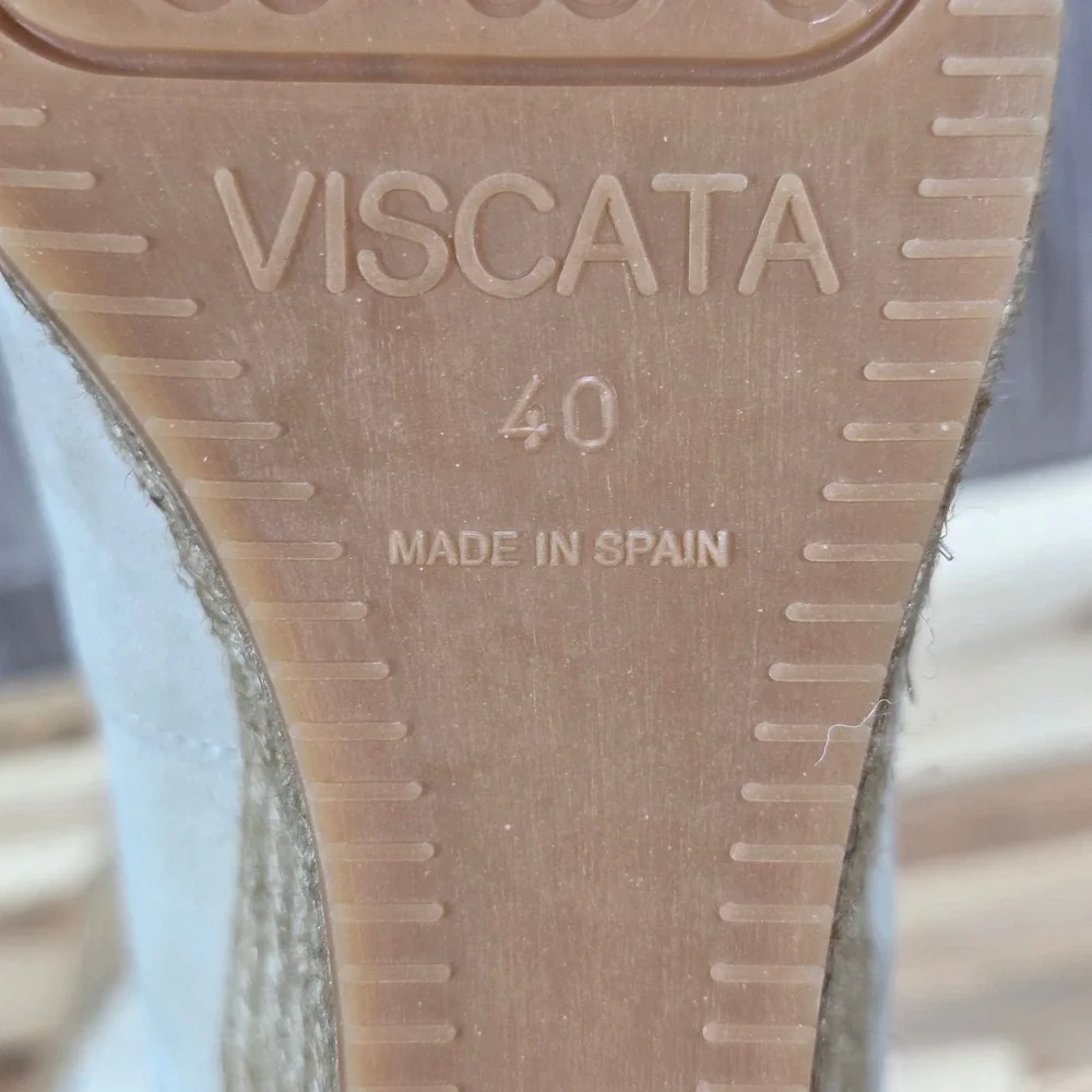 Viscata Barcelona Suede Espadrille Wedge Pumps Beige‎ Made in Spain Size 40